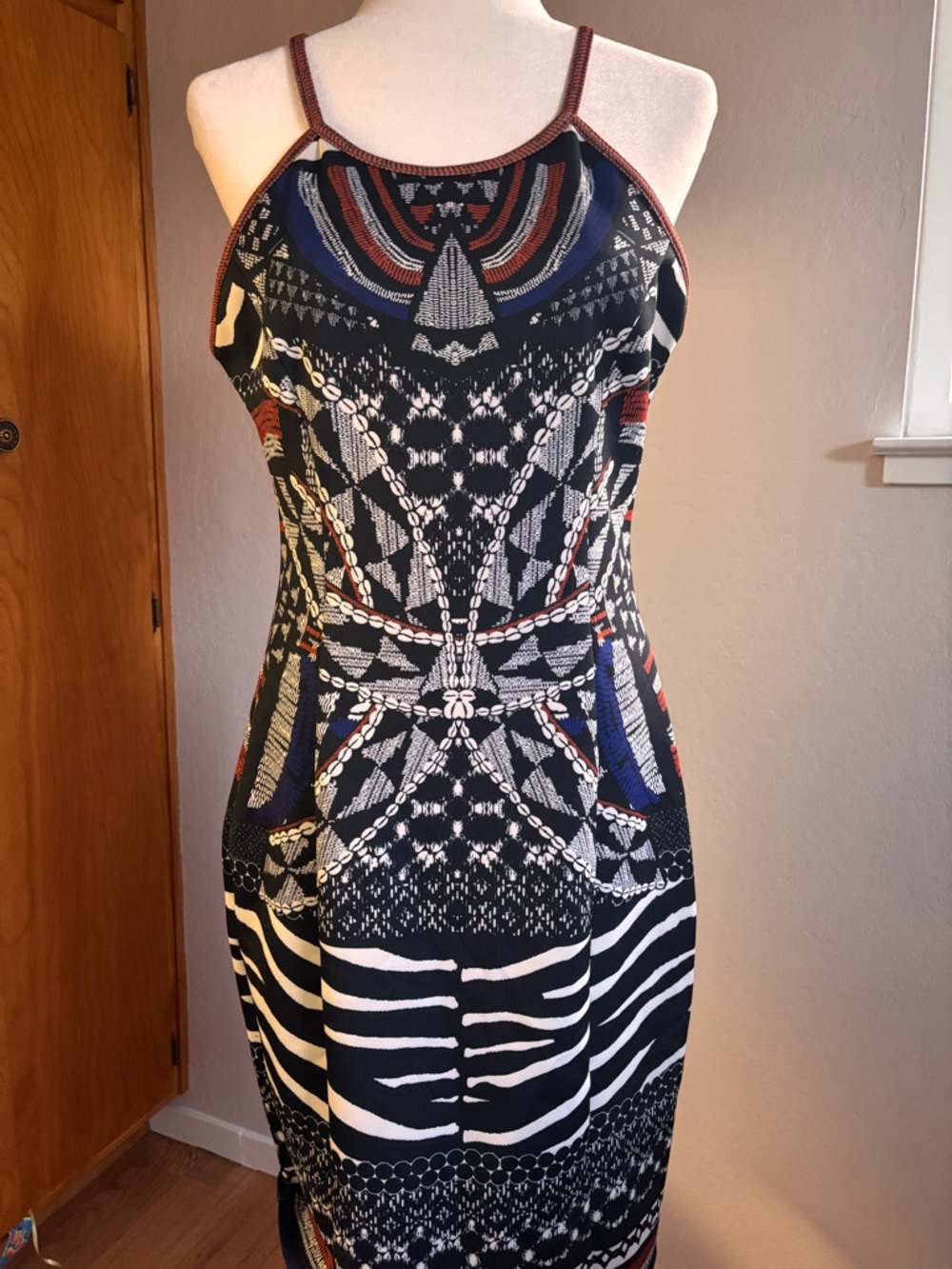 Hale Bob Spaghetti Strap Halter scuba dress size L - Picture 14 of 14